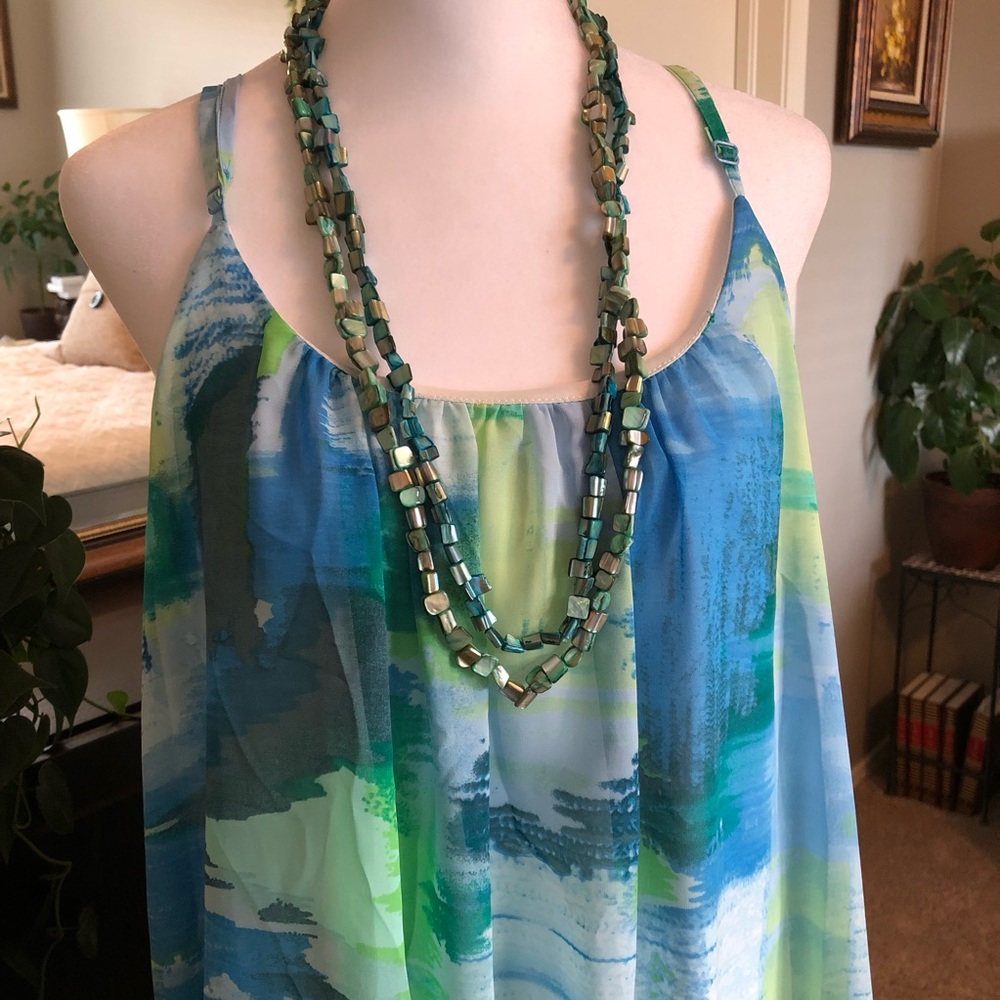 Paradise Blue, Green & White Tunic Tank - Picture 4 of 12
